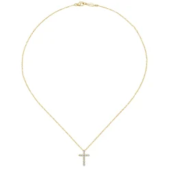 Discount Gabriel & Co. 14K Yellow Gold Diamond Cross Pendant Necklace