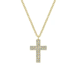 Clearance Gabriel & Co. 14K Yellow Gold Diamond Cross Pendant Necklace