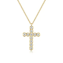 Clearance Gabriel & Co. 14K Yellow Gold Diamond Cross Pendant Necklace