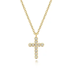 Outlet Gabriel & Co. 14K Yellow Gold Diamond Cross Pendant Necklace