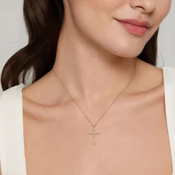 Hot Gabriel & Co. 14K Yellow Gold Diamond Cross Pendant Necklace