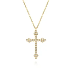 Hot Gabriel & Co. 14K Yellow Gold Diamond Cross Pendant Necklace