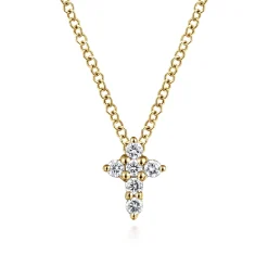 Best Gabriel & Co. 14K Yellow Gold Diamond Cross Pendant Necklace