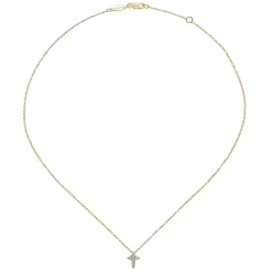 Best Gabriel & Co. 14K Yellow Gold Diamond Cross Pendant Necklace