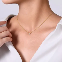 Best Gabriel & Co. 14K Yellow Gold Diamond Cross Pendant Necklace