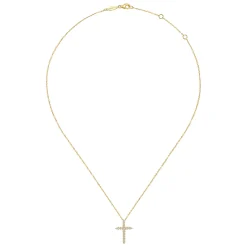 Outlet Gabriel & Co. 14K Yellow Gold Diamond Cross Pendant Necklace
