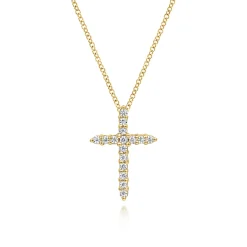 Outlet Gabriel & Co. 14K Yellow Gold Diamond Cross Pendant Necklace