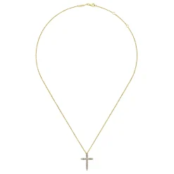 Hot Gabriel & Co. 14K Yellow Gold Diamond Cross Pendant Necklace