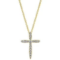 Hot Gabriel & Co. 14K Yellow Gold Diamond Cross Pendant Necklace
