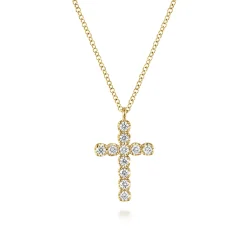 Hot Gabriel & Co. 14K Yellow Gold Diamond Cross Pendant Necklace