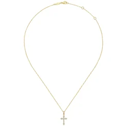 Best Gabriel & Co. 14K Yellow Gold Diamond Cross Pendant Necklace