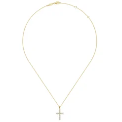 Discount Gabriel & Co. 14K Yellow Gold Diamond Cross Pendant Necklace