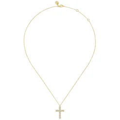 Hot Gabriel & Co. 14K Yellow Gold Diamond Cross Pendant Necklace