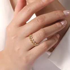 Best Gabriel & Co. 14K Yellow Gold Diamond Crown Ring
