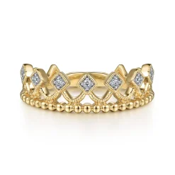 Best Gabriel & Co. 14K Yellow Gold Diamond Crown Ring