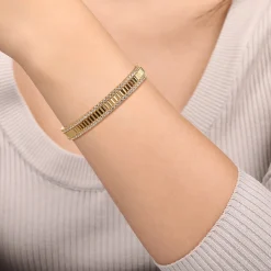 Gabriel & Co. 14K Yellow Gold Diamond Cut Cuff Bangle