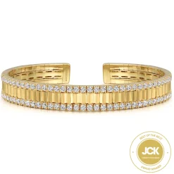 Gabriel & Co. 14K Yellow Gold Diamond Cut Cuff Bangle