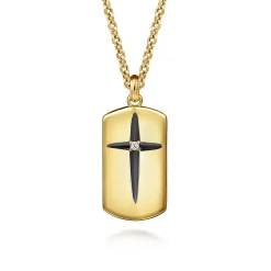 Gabriel & Co. 14K Yellow Gold Diamond Dog Tag Pendant
