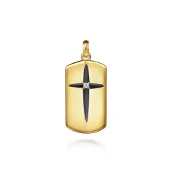 Gabriel & Co. 14K Yellow Gold Diamond Dog Tag Pendant