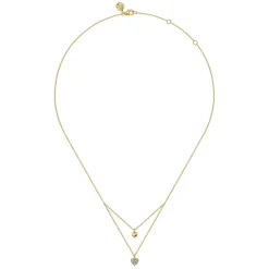 Discount Gabriel & Co. 14K Yellow Gold Diamond Double Heart Pendant Necklace