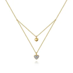 Discount Gabriel & Co. 14K Yellow Gold Diamond Double Heart Pendant Necklace