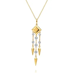 Sale Gabriel & Co. 14K Yellow Gold Diamond Drop Chandelier Necklace