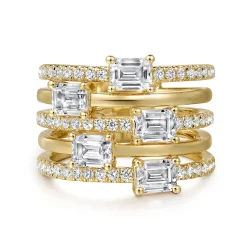 Gabriel & Co. 18K Yellow Gold Diamond Easy Stackable Ladies Ring