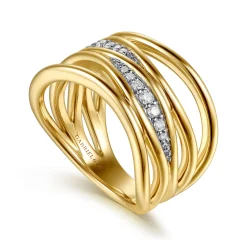 Best Gabriel & Co. 14K Yellow Gold Diamond Easy Stackable Ring
