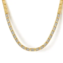 Outlet Gabriel & Co. 14K Yellow Gold Diamond Elongated Flat Top Pyramid Tennis Necklace