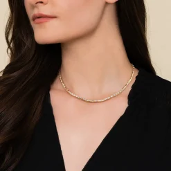 Outlet Gabriel & Co. 14K Yellow Gold Diamond Elongated Flat Top Pyramid Tennis Necklace