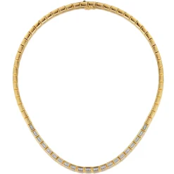 Outlet Gabriel & Co. 14K Yellow Gold Diamond Elongated Flat Top Pyramid Tennis Necklace