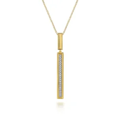 New Gabriel & Co. 14K Yellow Gold Diamond Elongated Pyramid Drop Necklace