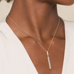 New Gabriel & Co. 14K Yellow Gold Diamond Elongated Pyramid Drop Necklace