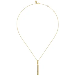 New Gabriel & Co. 14K Yellow Gold Diamond Elongated Pyramid Drop Necklace
