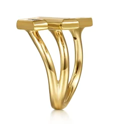 Best Gabriel & Co. 14K Yellow Gold Diamond Elongated Pyramid Bypass Ring