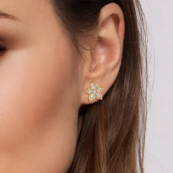 Clearance Gabriel & Co. 14K Yellow Gold Diamond Floral Stud Earrings