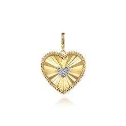 Best Gabriel & Co. 14K Yellow Gold Diamond Heart Pendant With Detachable Bail