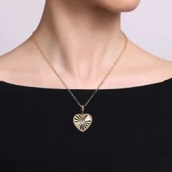 Best Gabriel & Co. 14K Yellow Gold Diamond Heart Pendant With Detachable Bail
