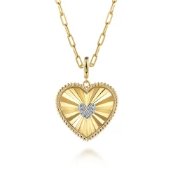Best Gabriel & Co. 14K Yellow Gold Diamond Heart Pendant With Detachable Bail