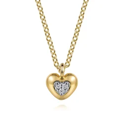 Online Gabriel & Co. 14K Yellow Gold Diamond Heart Pendant Necklace