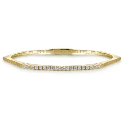 Clearance Gabriel & Co. 14K Yellow Gold Diamond Hexagon shape Bangle