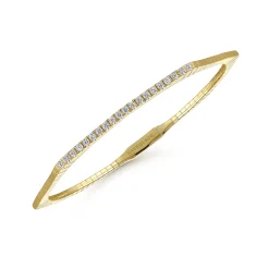 Clearance Gabriel & Co. 14K Yellow Gold Diamond Hexagon shape Bangle