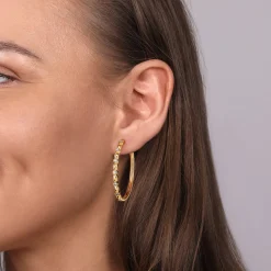 Discount Gabriel & Co. 14K Yellow Gold Diamond Hoop Earrings in size 40mm