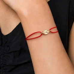 Best Gabriel & Co. 14K Yellow Gold Diamond Hourglass Red Cord Bracelet