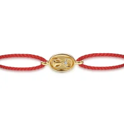 Best Gabriel & Co. 14K Yellow Gold Diamond Hourglass Red Cord Bracelet