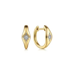 New Gabriel & Co. 14K Yellow Gold Diamond Huggie Earrings