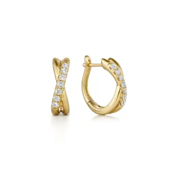 Best Gabriel & Co. 14K Yellow Gold Diamond Huggies Earrings 15mm