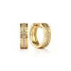 Gabriel & Co. 14K Yellow Gold Diamond Huggies With Hexagon Pattern