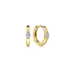 Sale Gabriel & Co. 14K Yellow Gold Diamond Huggie W Channel Setting