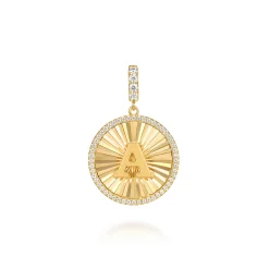 Online Gabriel & Co. 14K Yellow Gold Diamond Initial A Medallion Pendant With Detachable Bail